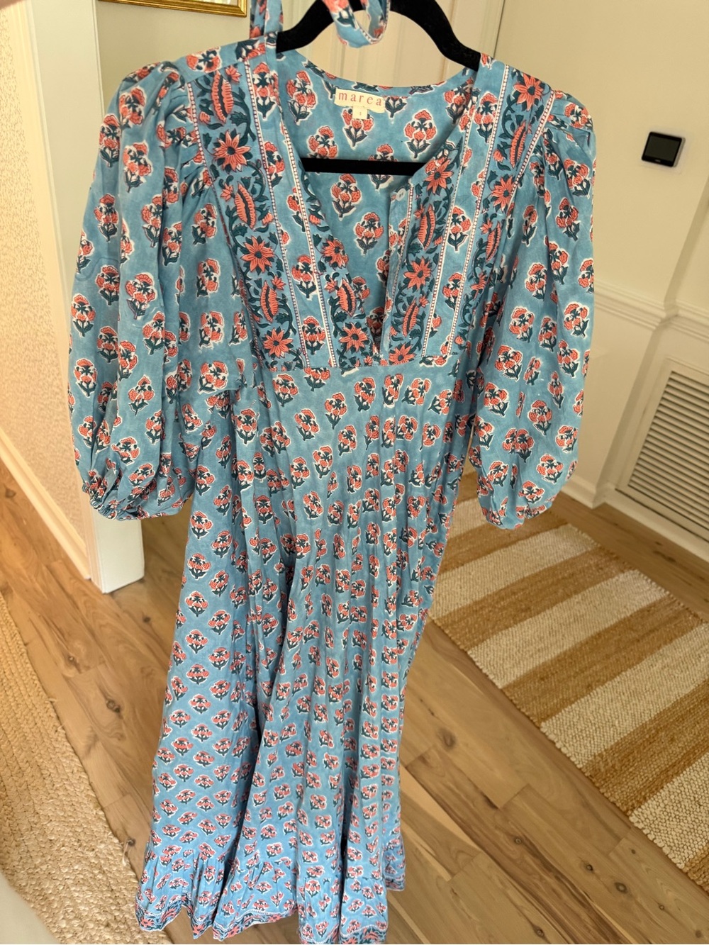 Marea by Liz Joy Blue Maxi Dress with Coral Floral Print - Picture 6 of 6